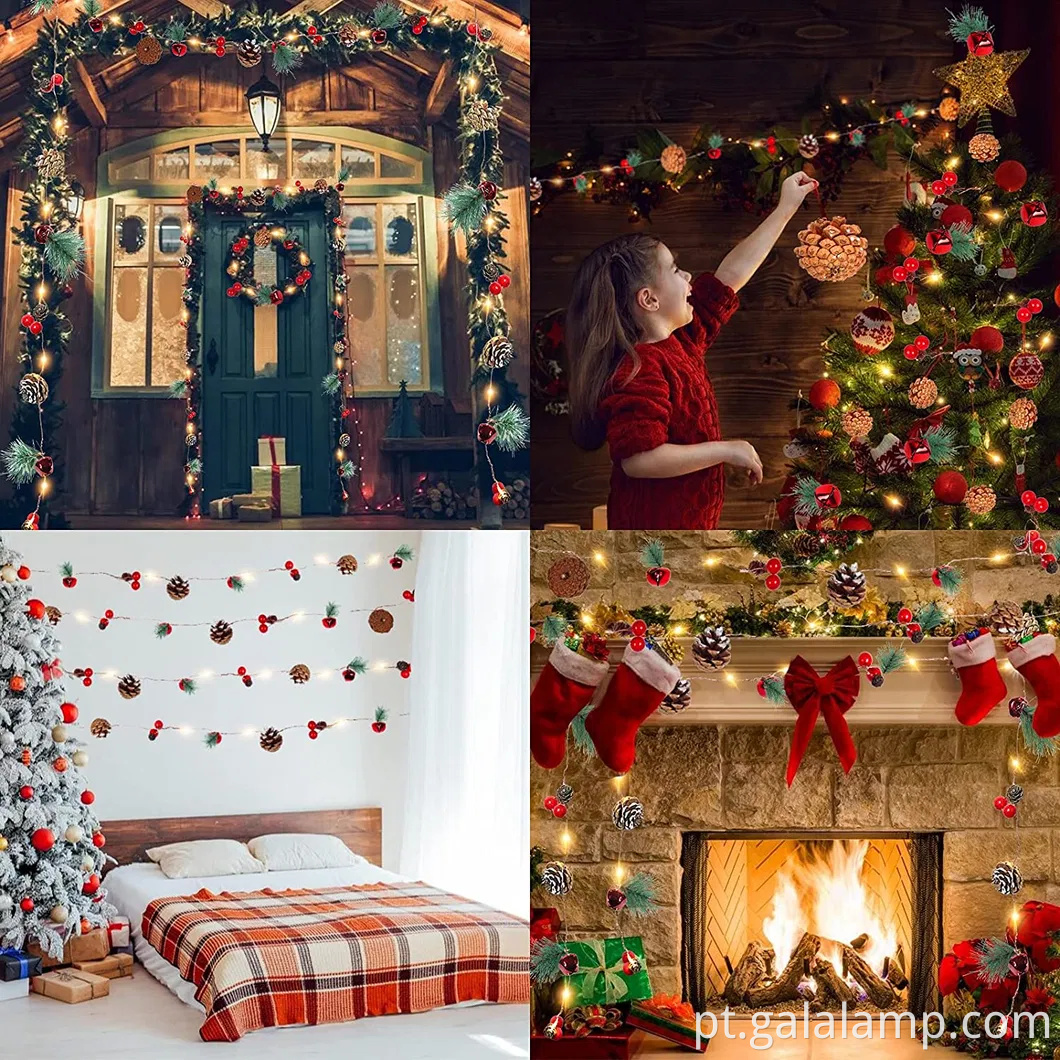 Luzes de fadas lideradas por pinho encantadoras para decoração de férias